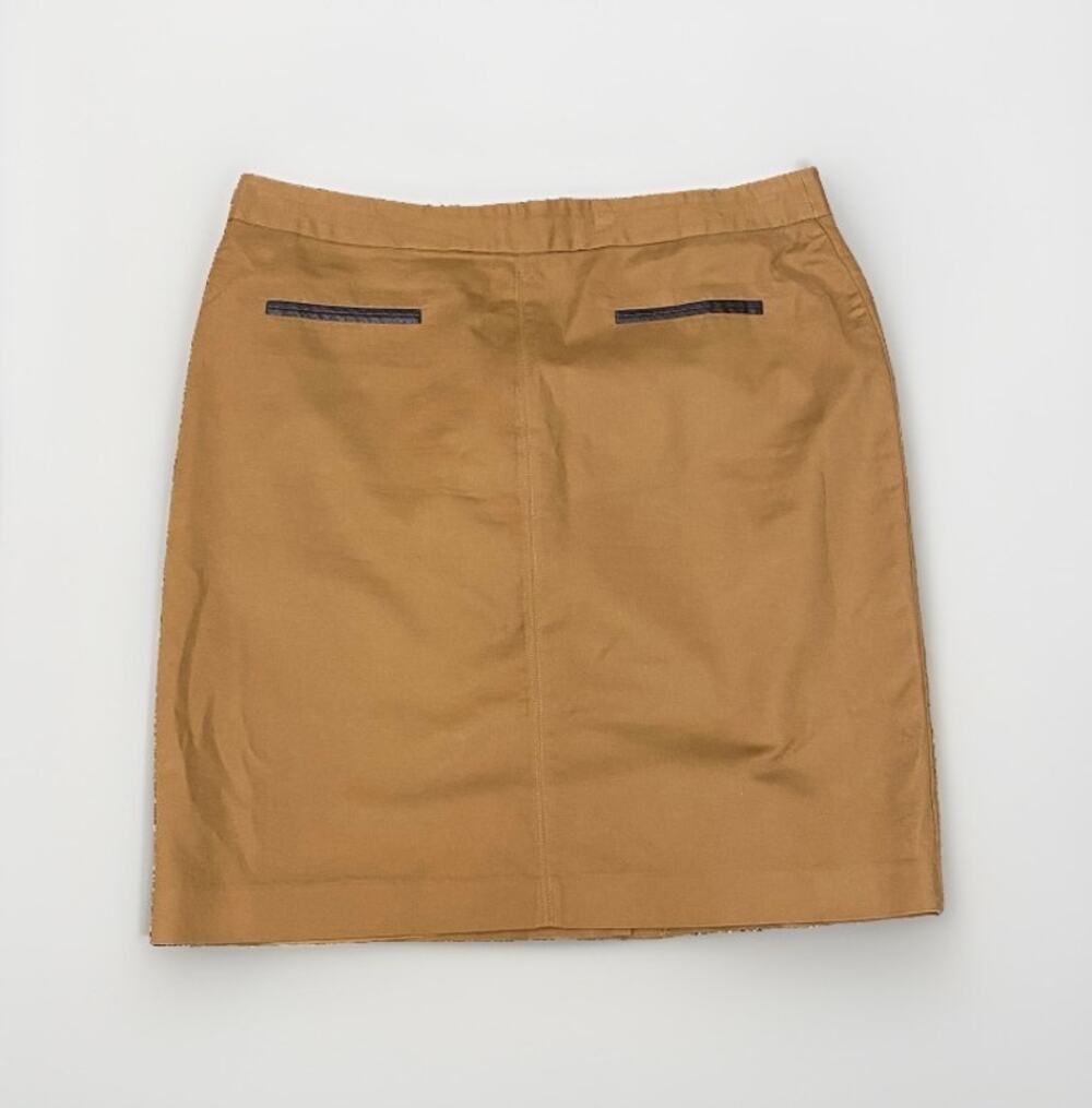 Roz & Ali Brown/Tan Pencil Skirt with Faux Leather Pocket Trim - Women's Size 16